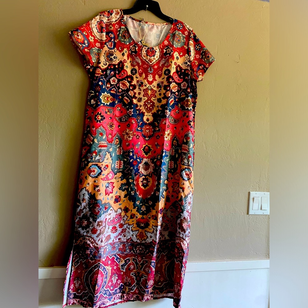 Colorful Patterned Women's Maxi Kaftan Dress